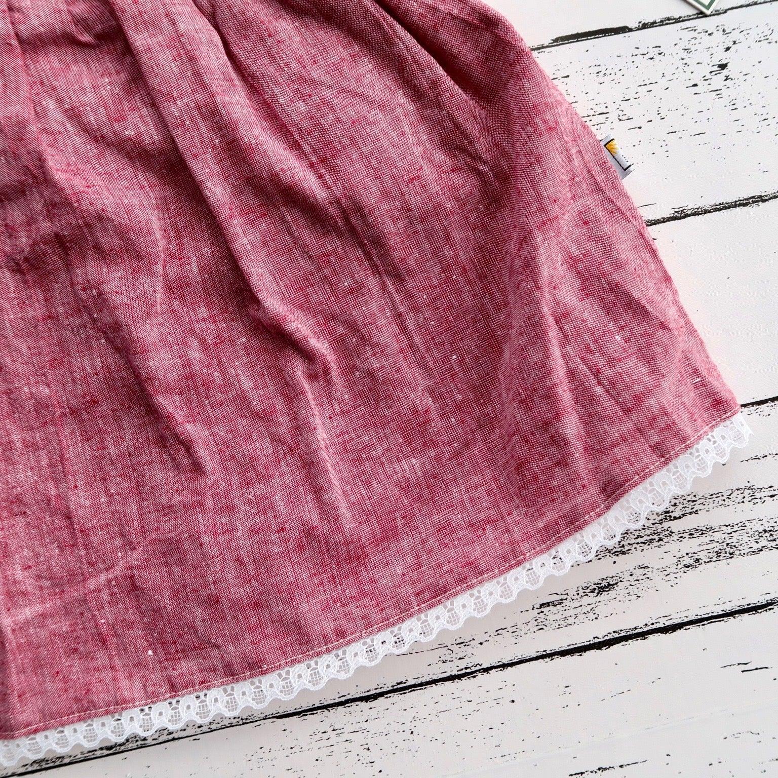 Iris Dress in Maroon Linen - Lil' Tati