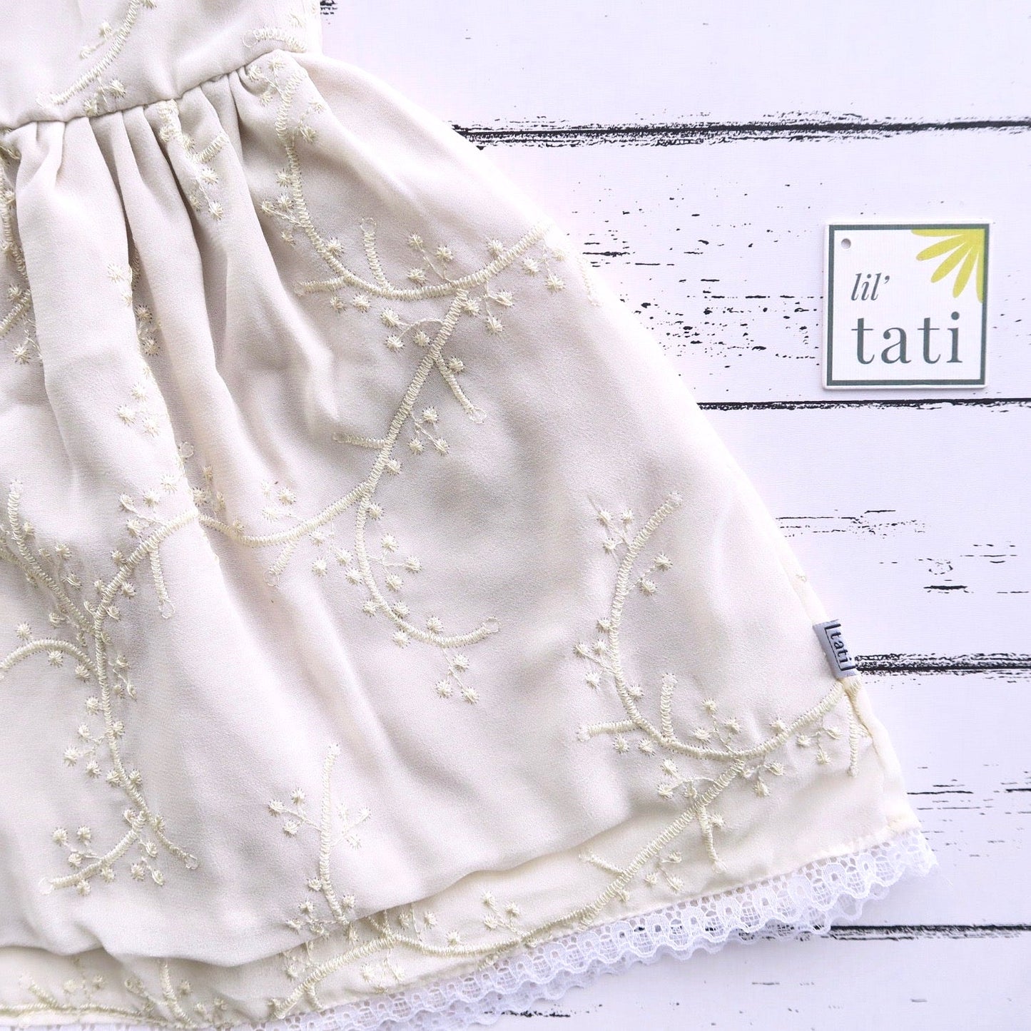 Iris Dress in Beige Vine Tulle