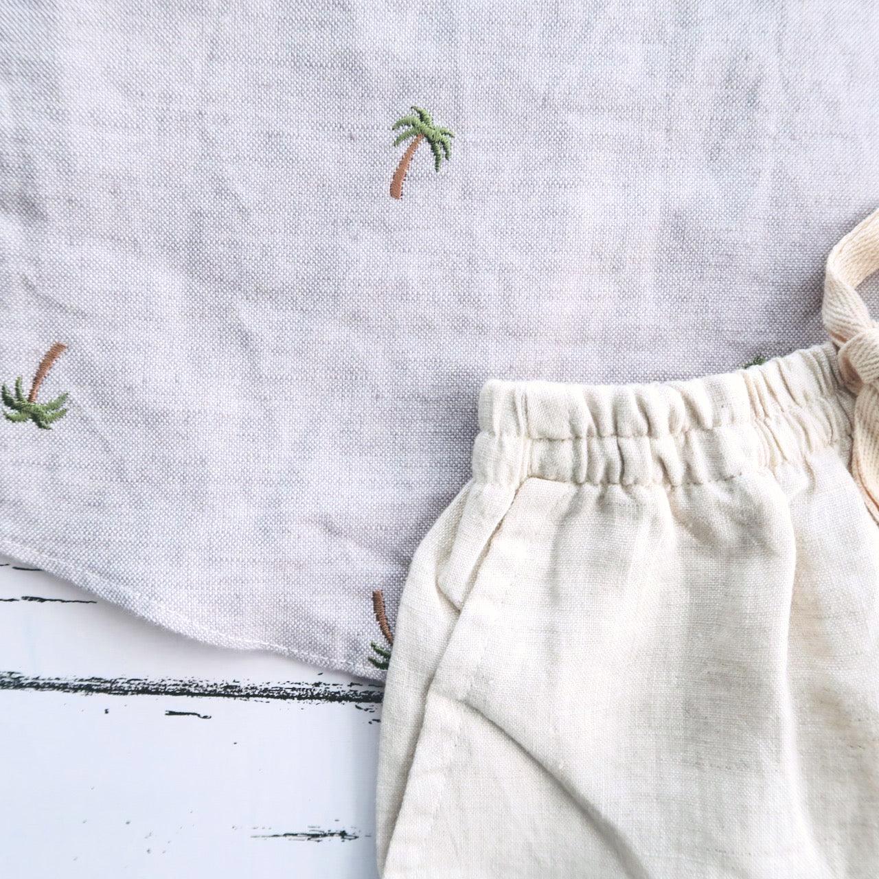 Maple Top & Shorts in Kokokbop Linen and Biege Linen