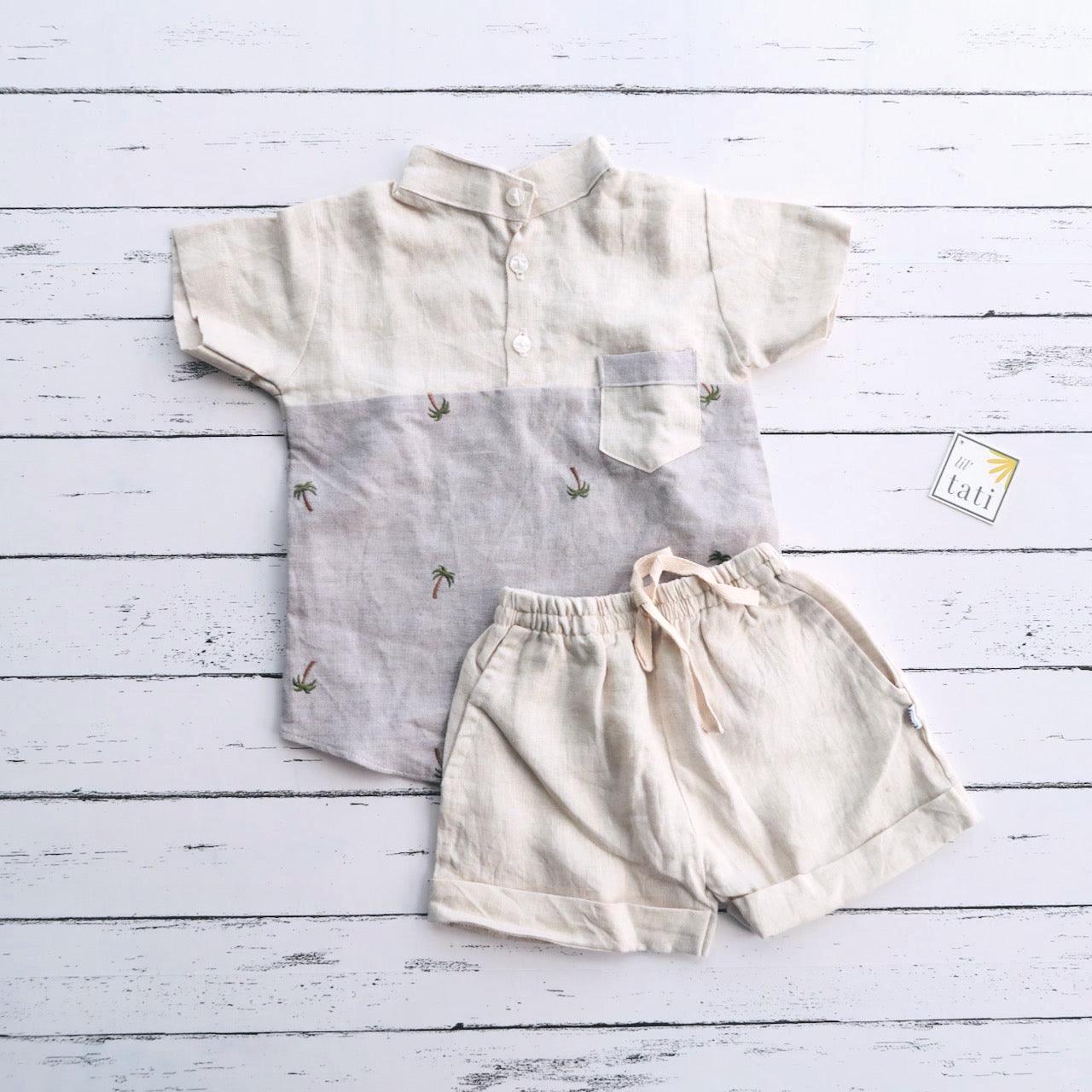 Maple Top & Shorts in Kokokbop Linen and Biege Linen