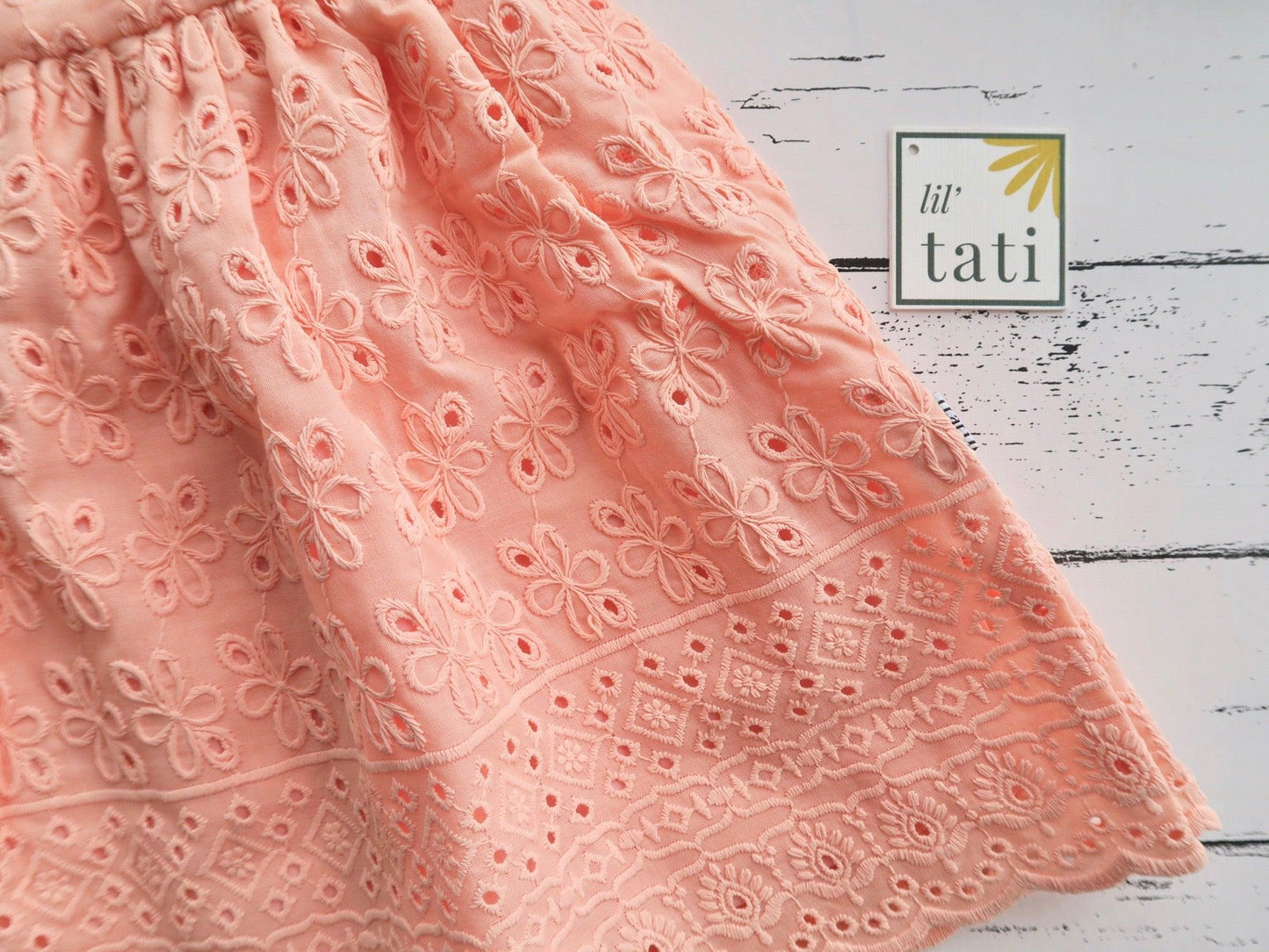 Lotus Dress in Light Orange Eyelet - Lil' Tati