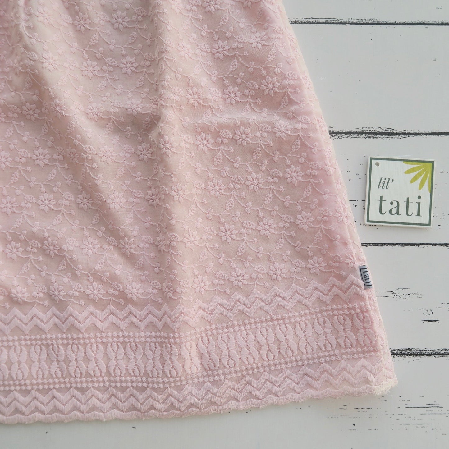 Peony Dress in Mini Flowers Pink Eyelet