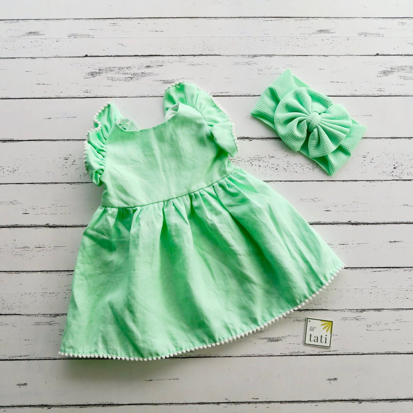 Periwinkle Dress in Light Green Linen