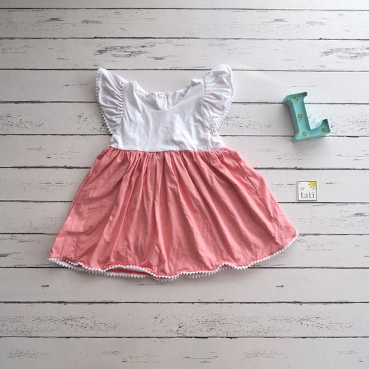 Periwinkle Dress in White and Pink Stretch