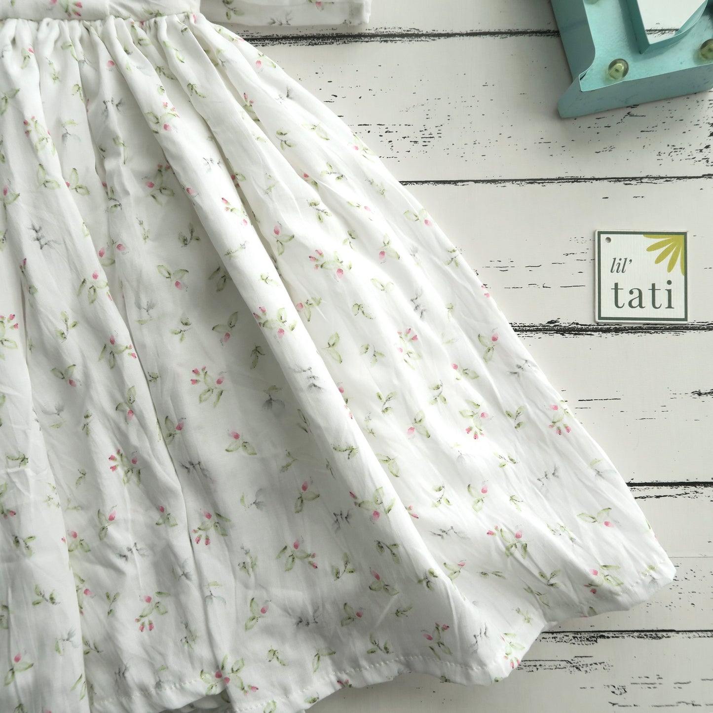 Petal Dress in White Soft Flowers