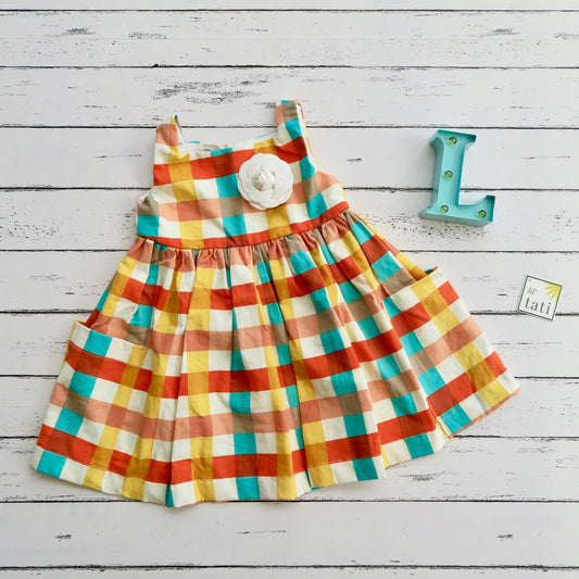 Poppy Dress in Bright Checkered Linen