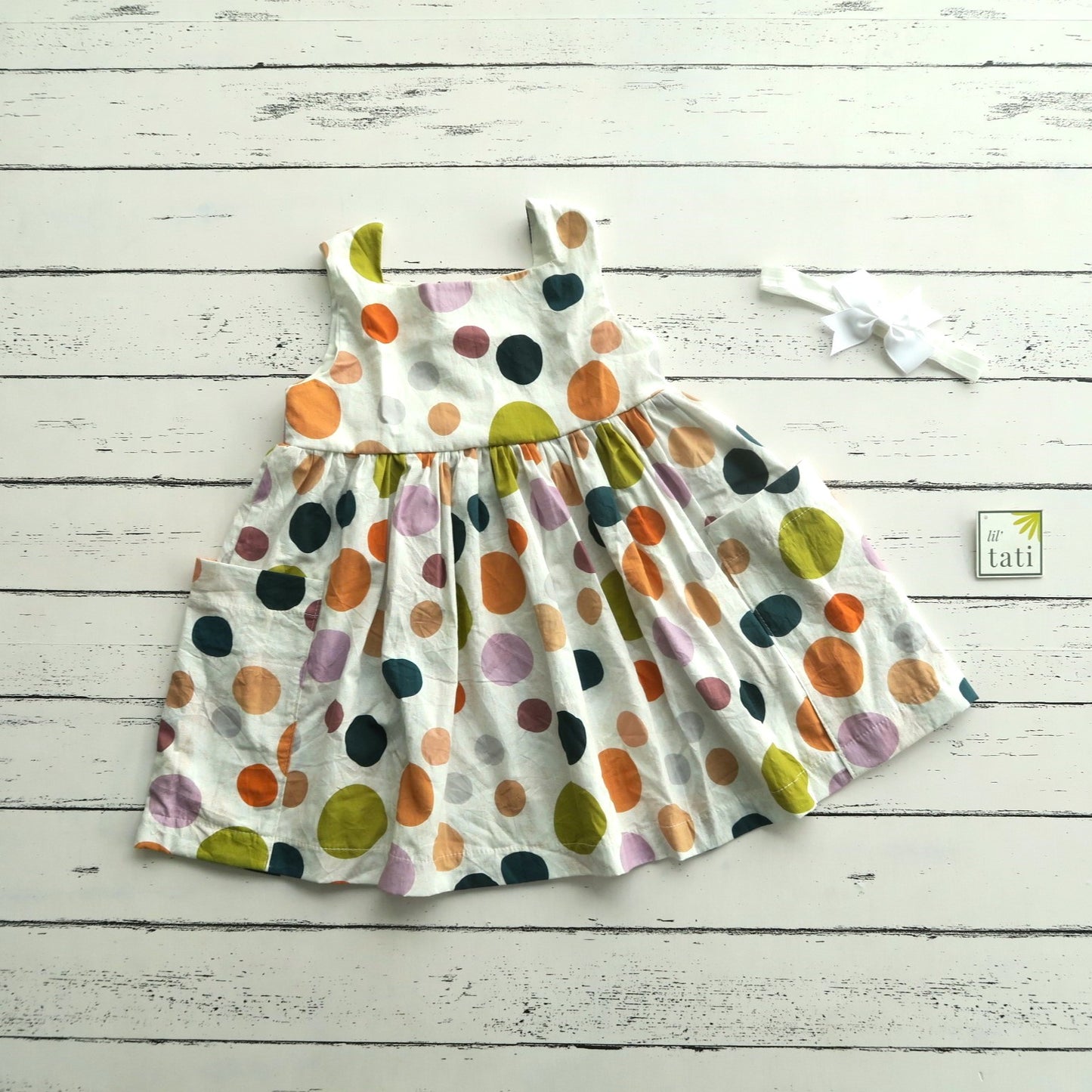 Poppy Dress in Fun Polka White