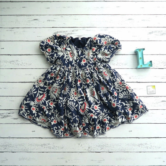Viola Dress in Elegant Embroidery Navy Tulle