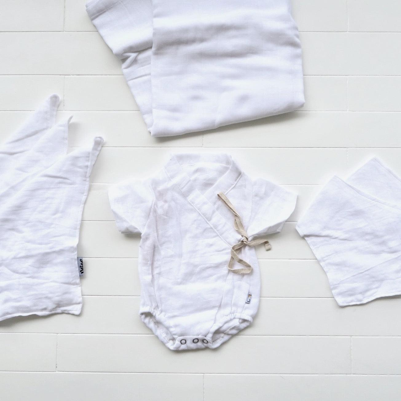 Organic Muslin Baby Essential Set - White - Lil' Tati
