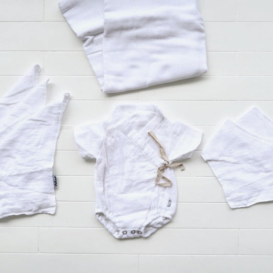 Organic Muslin Baby Essential Set - White - Lil' Tati