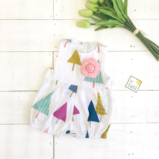 Orchid Playsuit in Festive Trees Print - Lil' Tati
