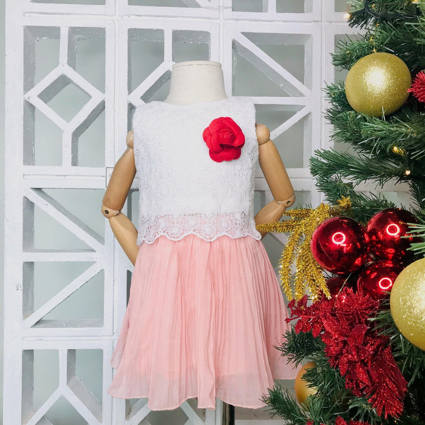 Sage Top and Skirt in Circles Eyelet Top & Electric Pleats Skirt - Lil' Tati