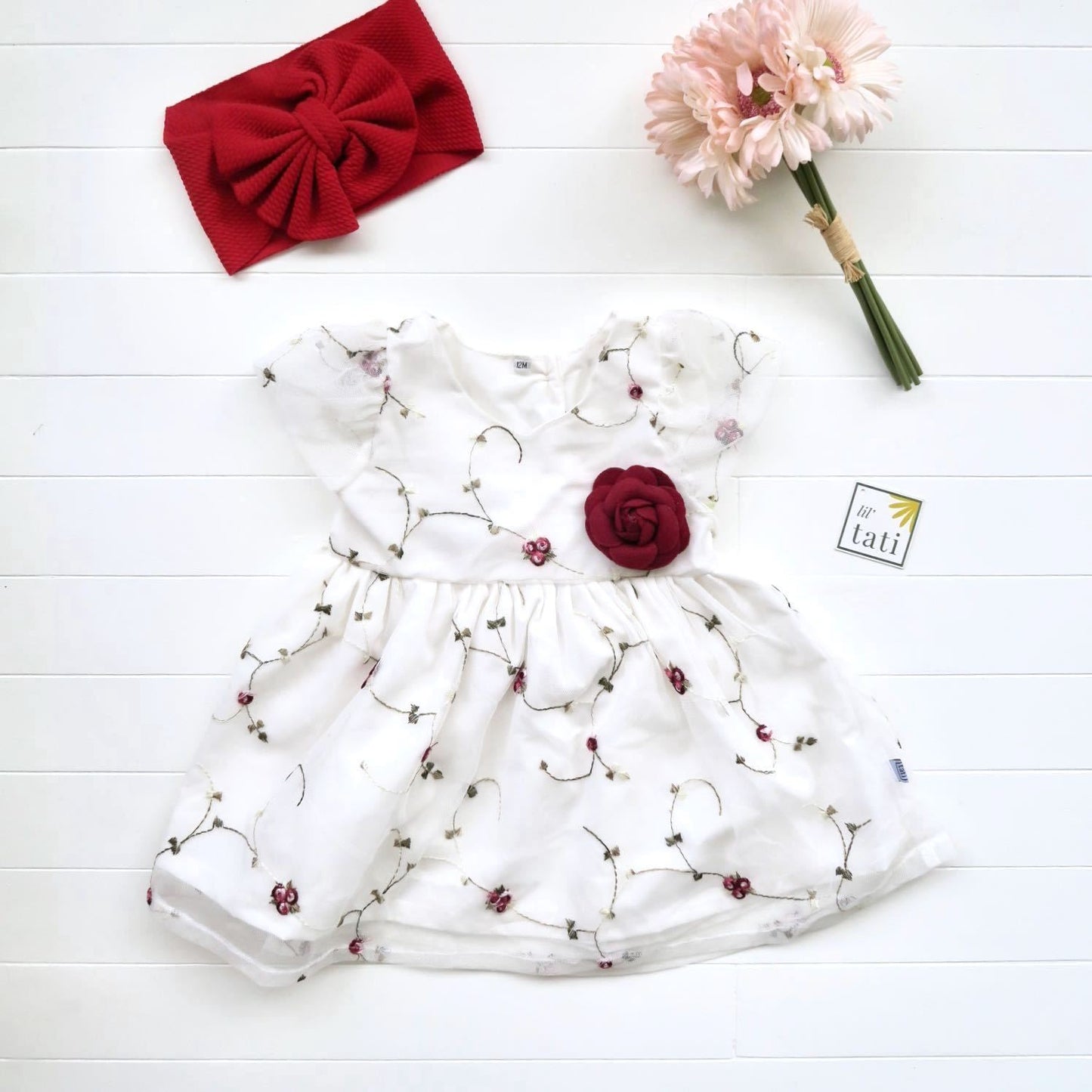 Lotus Dress in Rose Vine Tulle - Lil' Tati