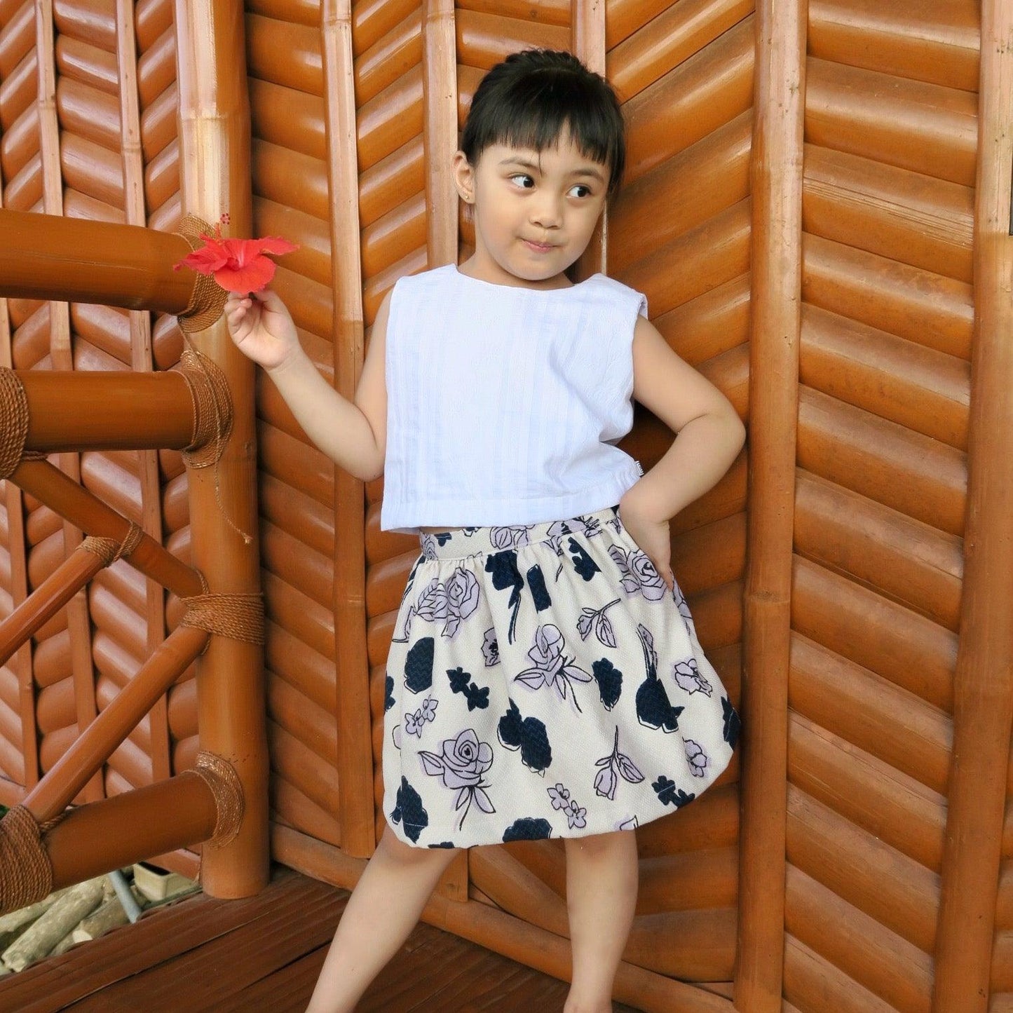 Sage Top and Skirt in White Embroidery and Purple Hue - Lil' Tati