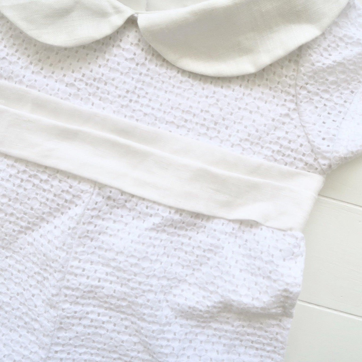 Boys Christening Set - Playsuit in Circle Eyelet - Lil' Tati