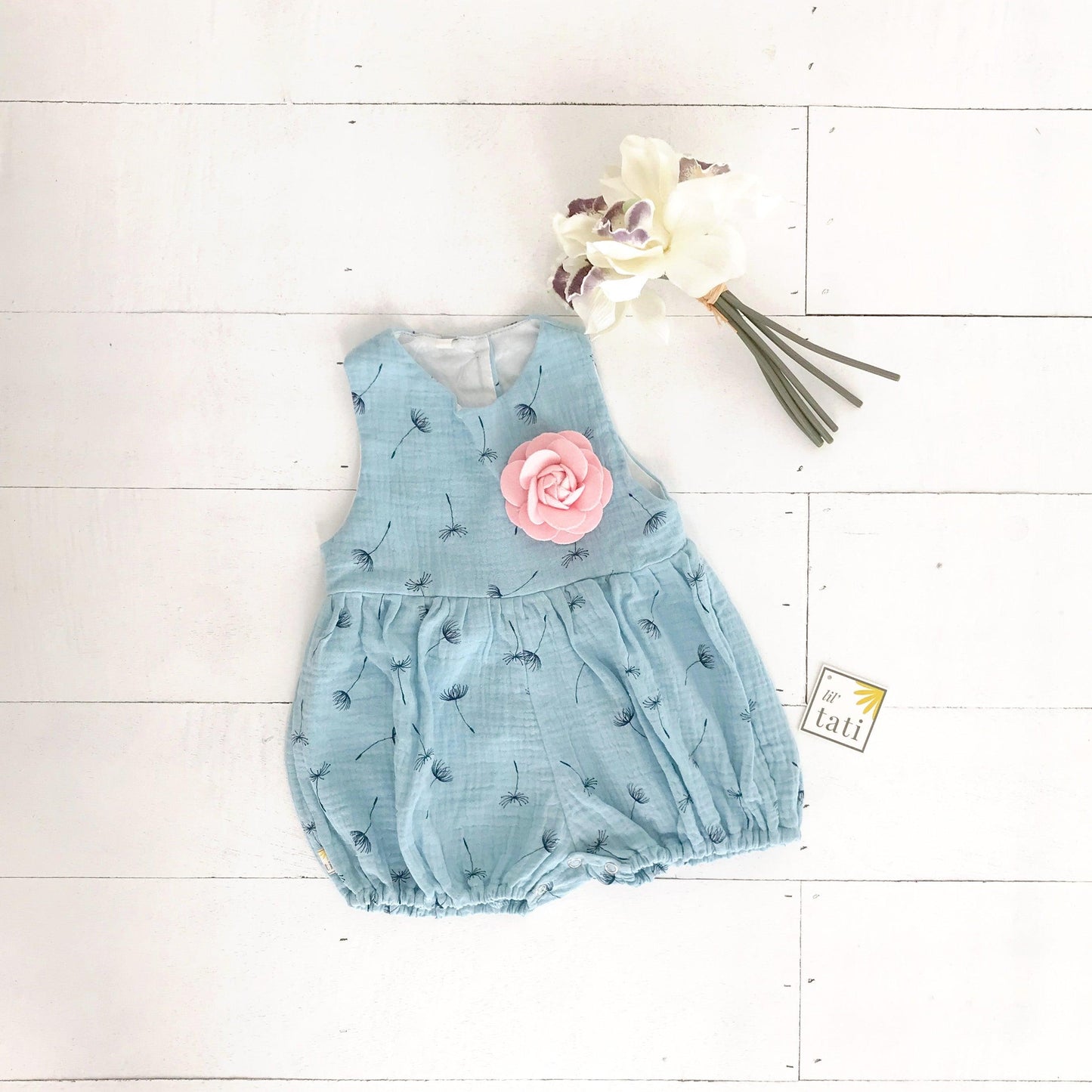Orchid Playsuit in Crepe - Dandelion Blue - Lil' Tati