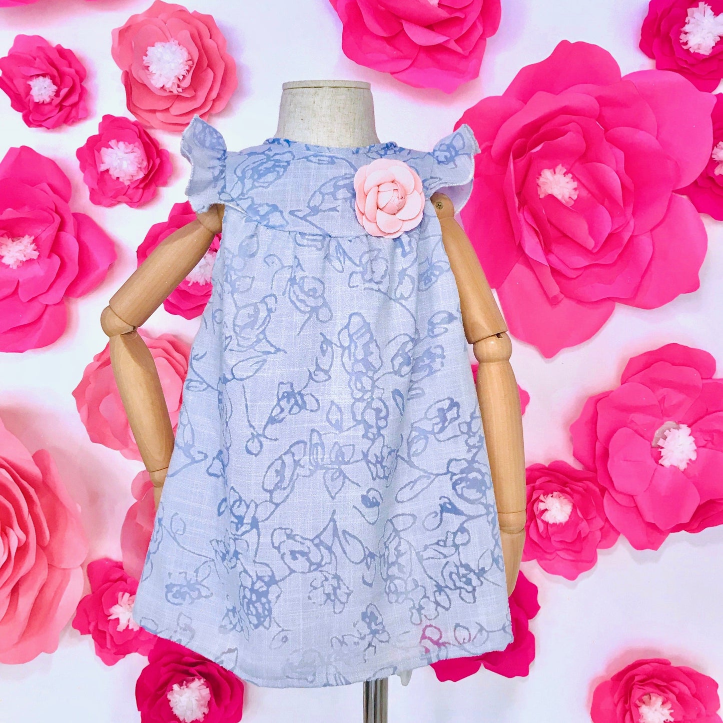 Rosemary Dress in Aerial Floral Blue - Lil' Tati