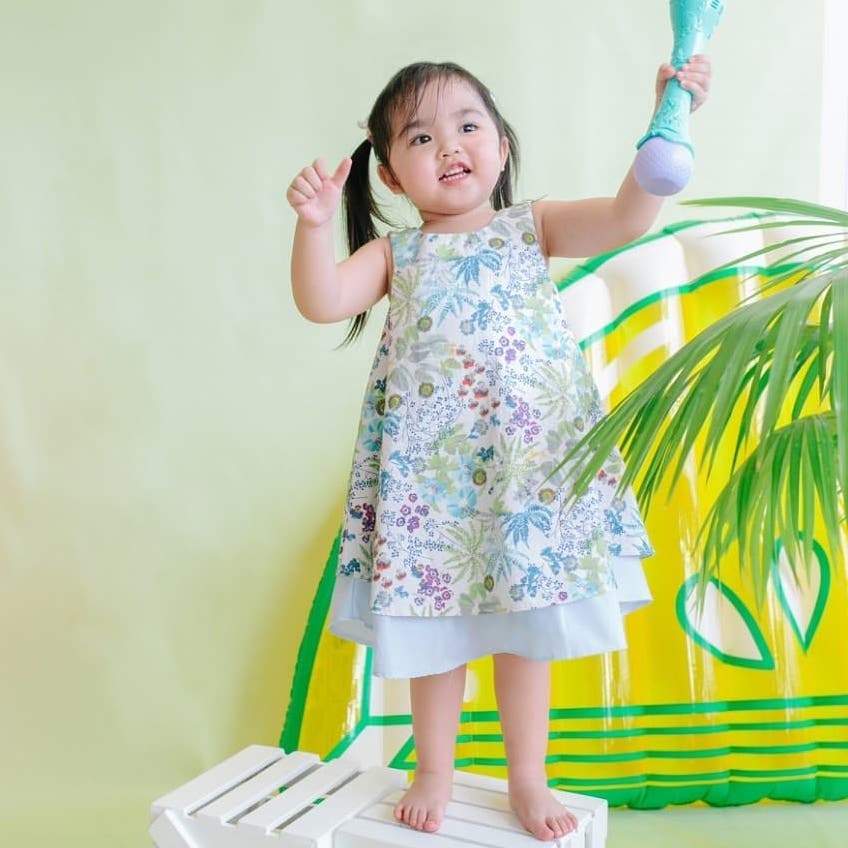 Blossom Dress in Sky Cherries Print - Lil' Tati