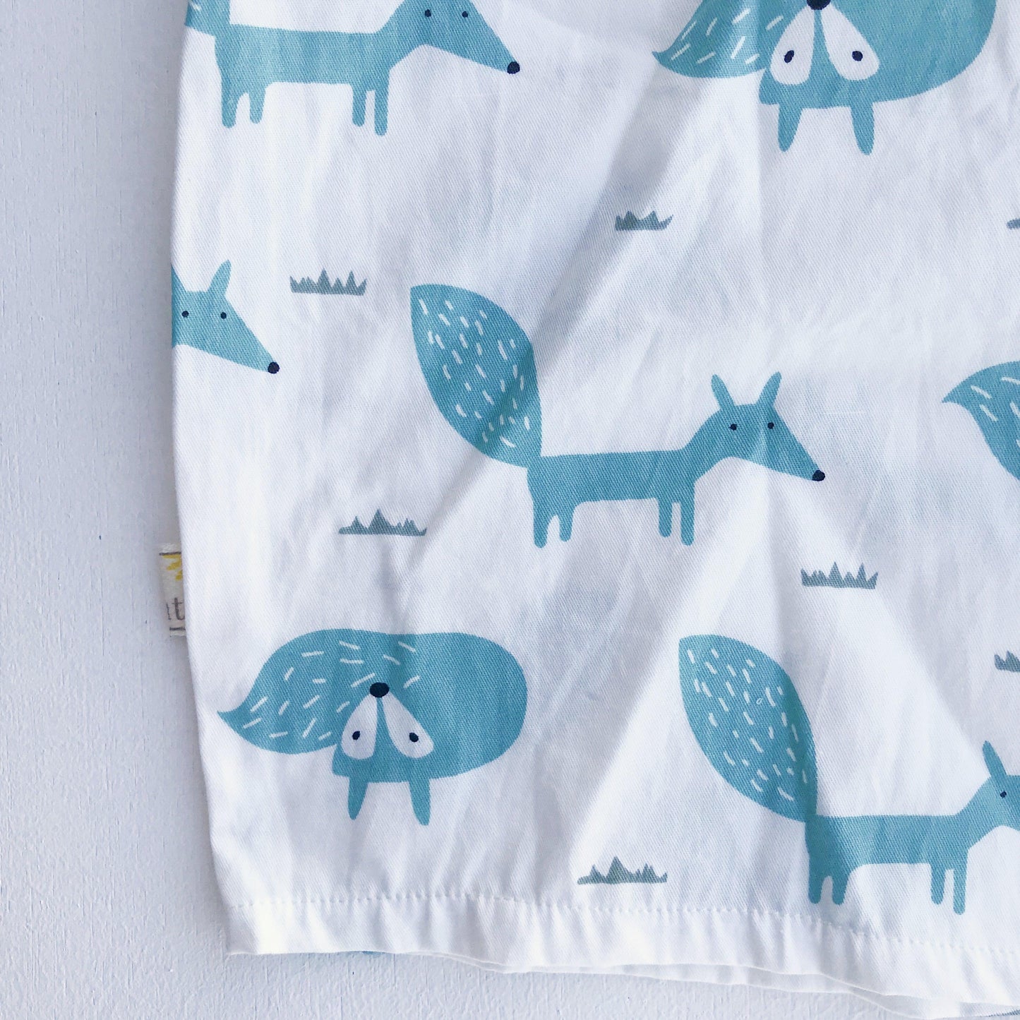 Oak Playsuit in White Cyan Fox Print - Lil' Tati