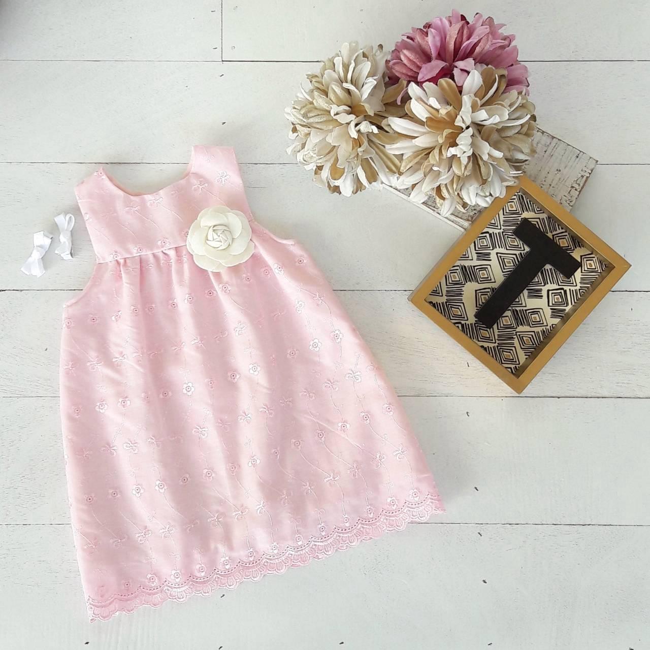 Peony Dress in Pink Eyelet - Lil' Tati