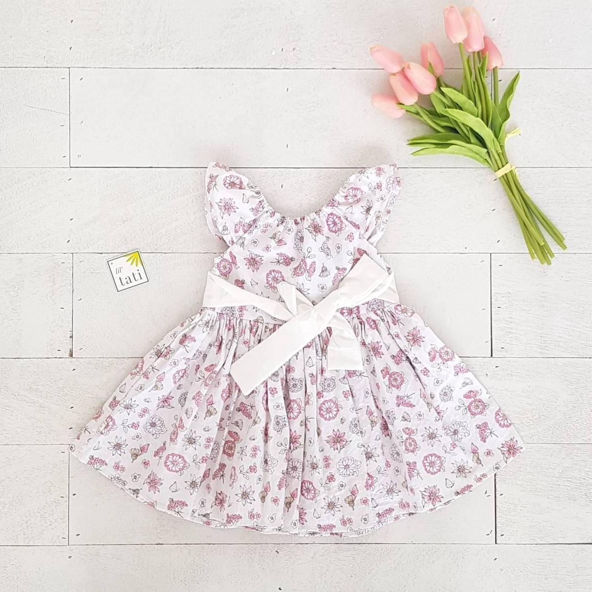 Suntan Dress in Pink Flowers Print - Lil' Tati