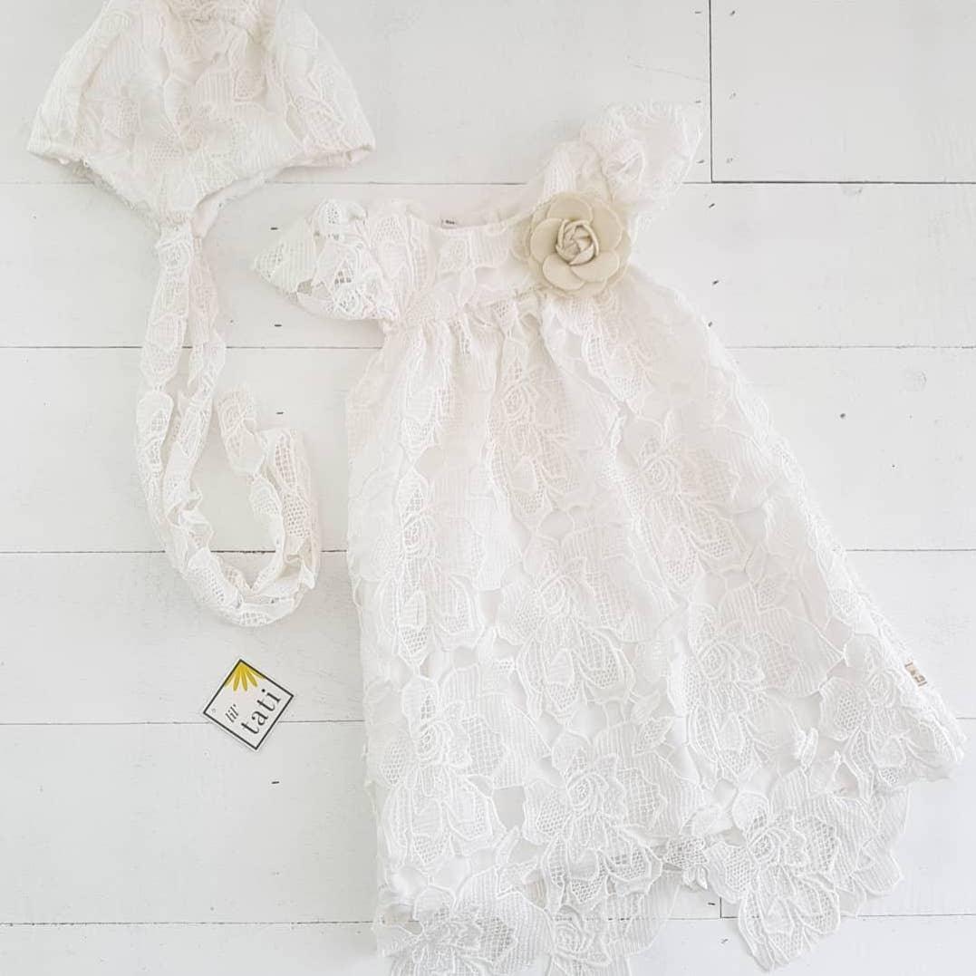 Magnolia Christening Set in Rose Eyelet - Lil' Tati
