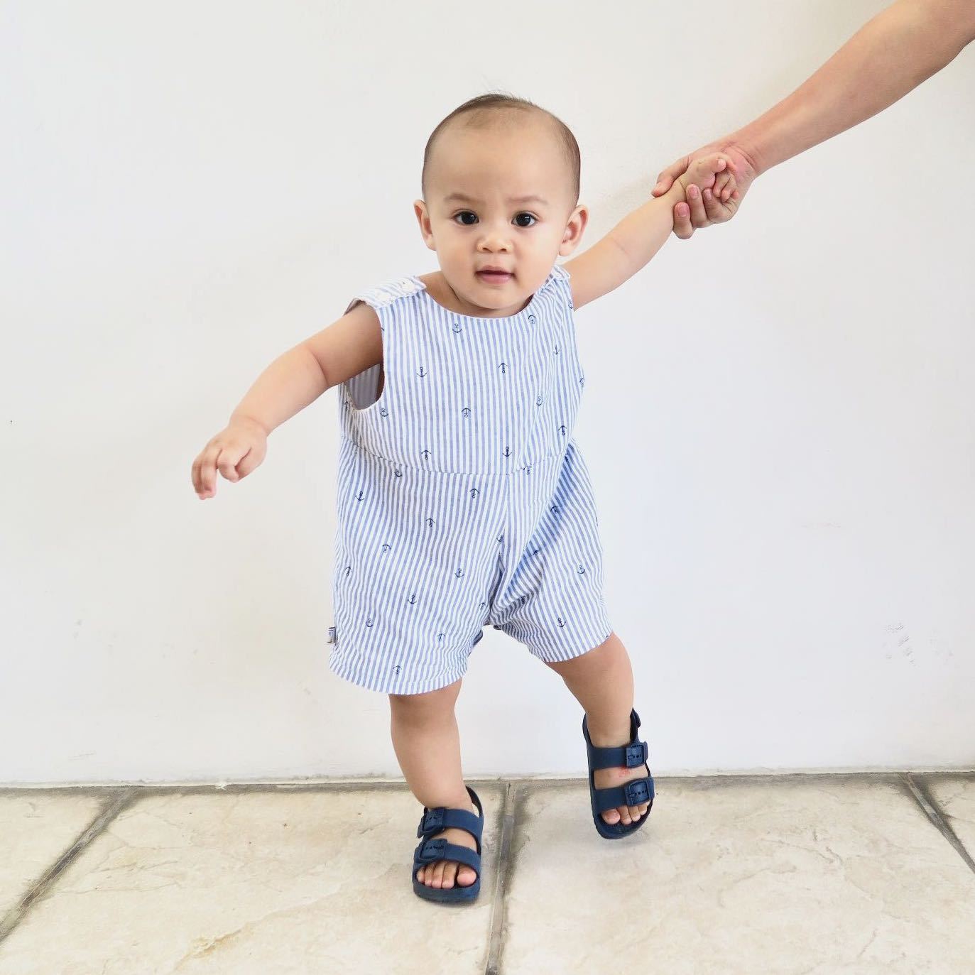 Oak Playsuit in Anchor Gray - Lil' Tati