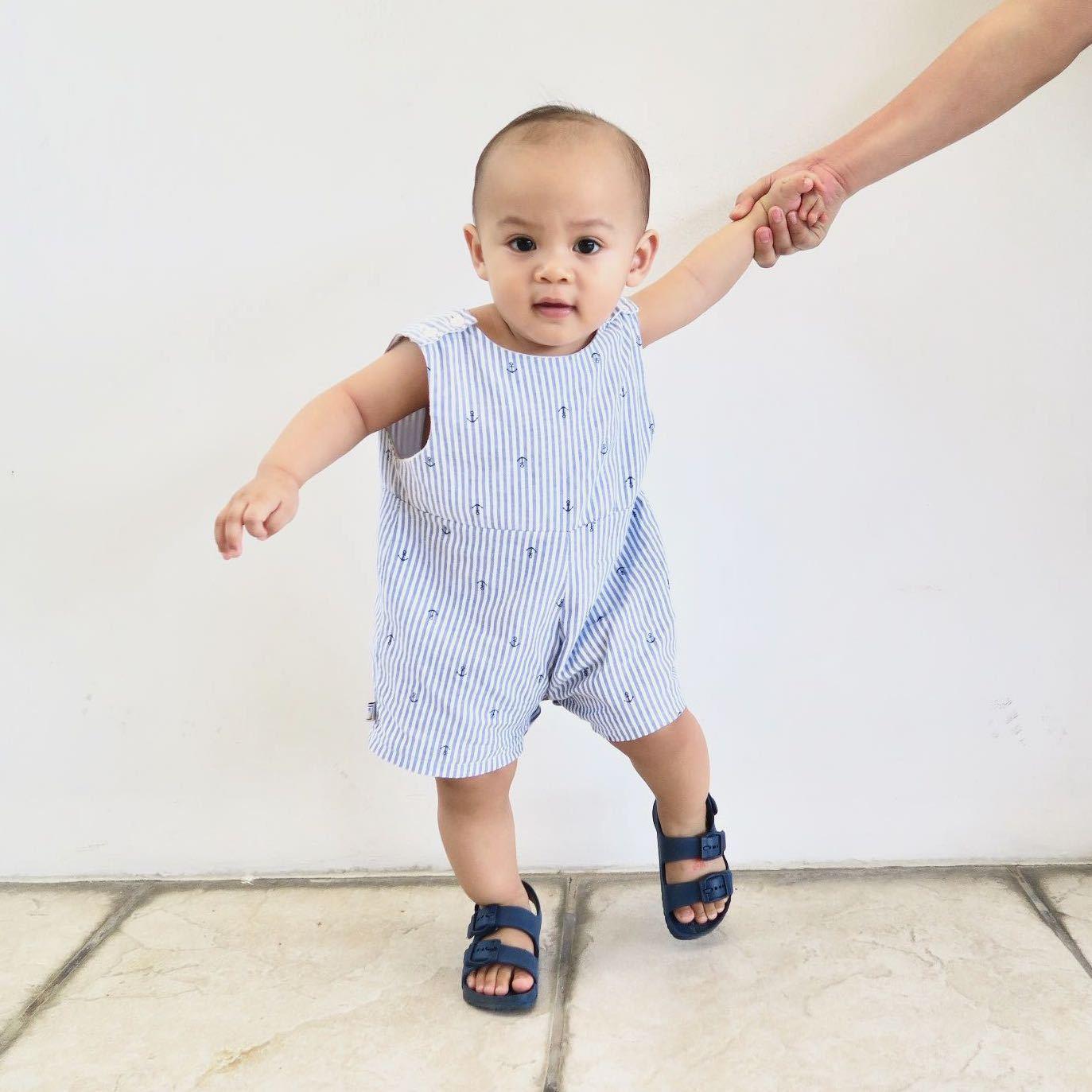 Oak Playsuit in Checkered Linen - Lil' Tati