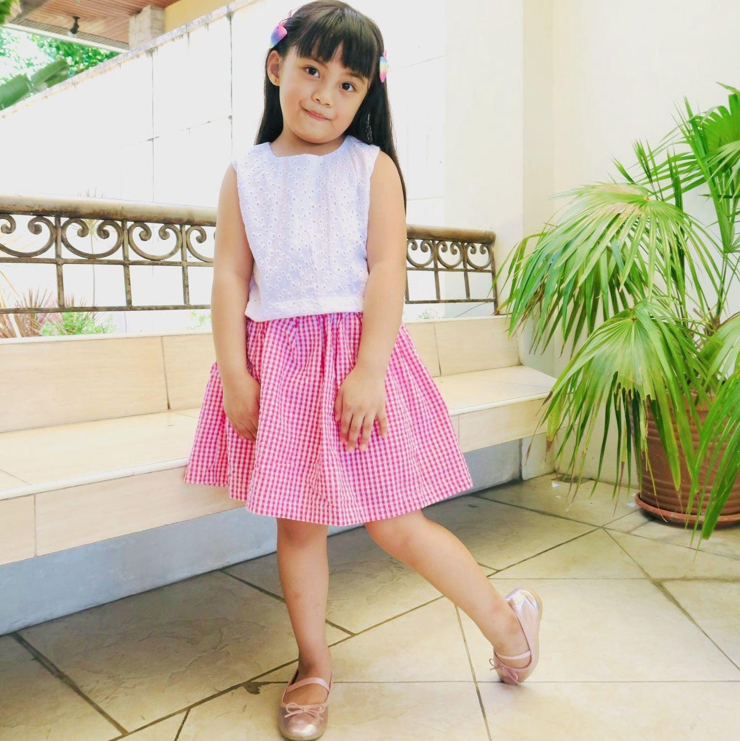 Sage Top and Skirt in Pink Eyelet - Lil' Tati