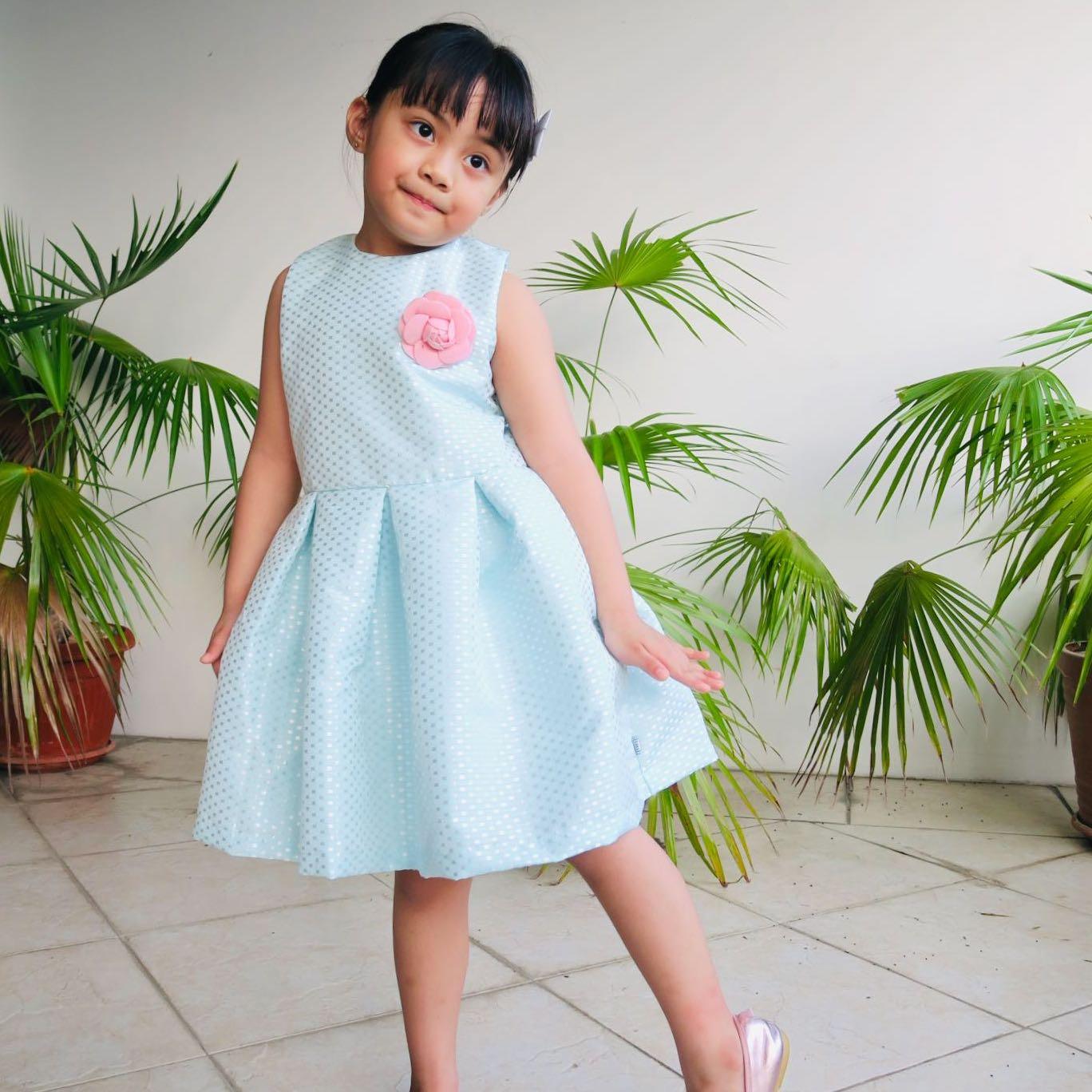 Tulip Dress in Pink Mint Bunnies - Lil' Tati