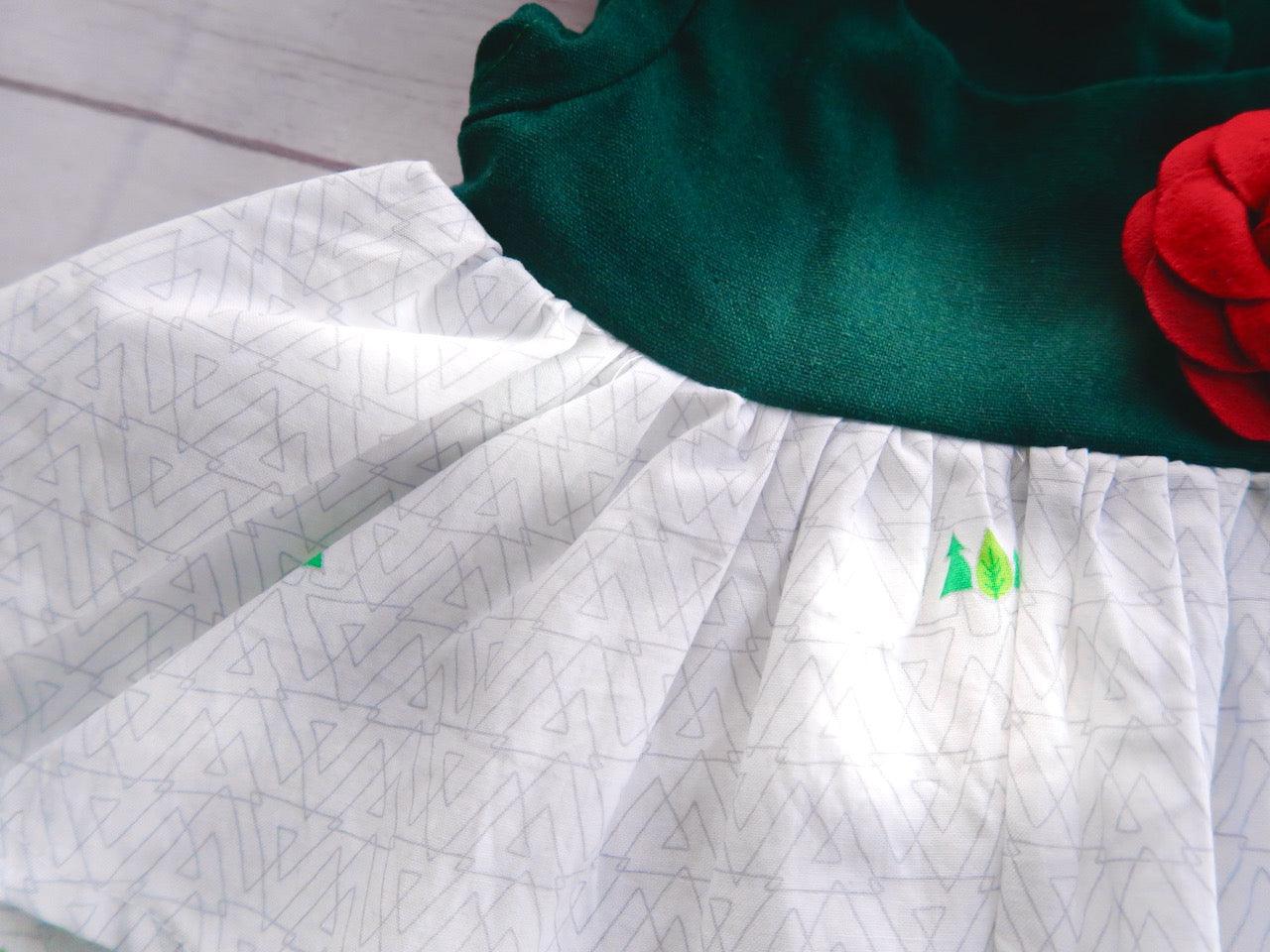 Abella Layered Dress in Trees White and Green Linen - Lil' Tati