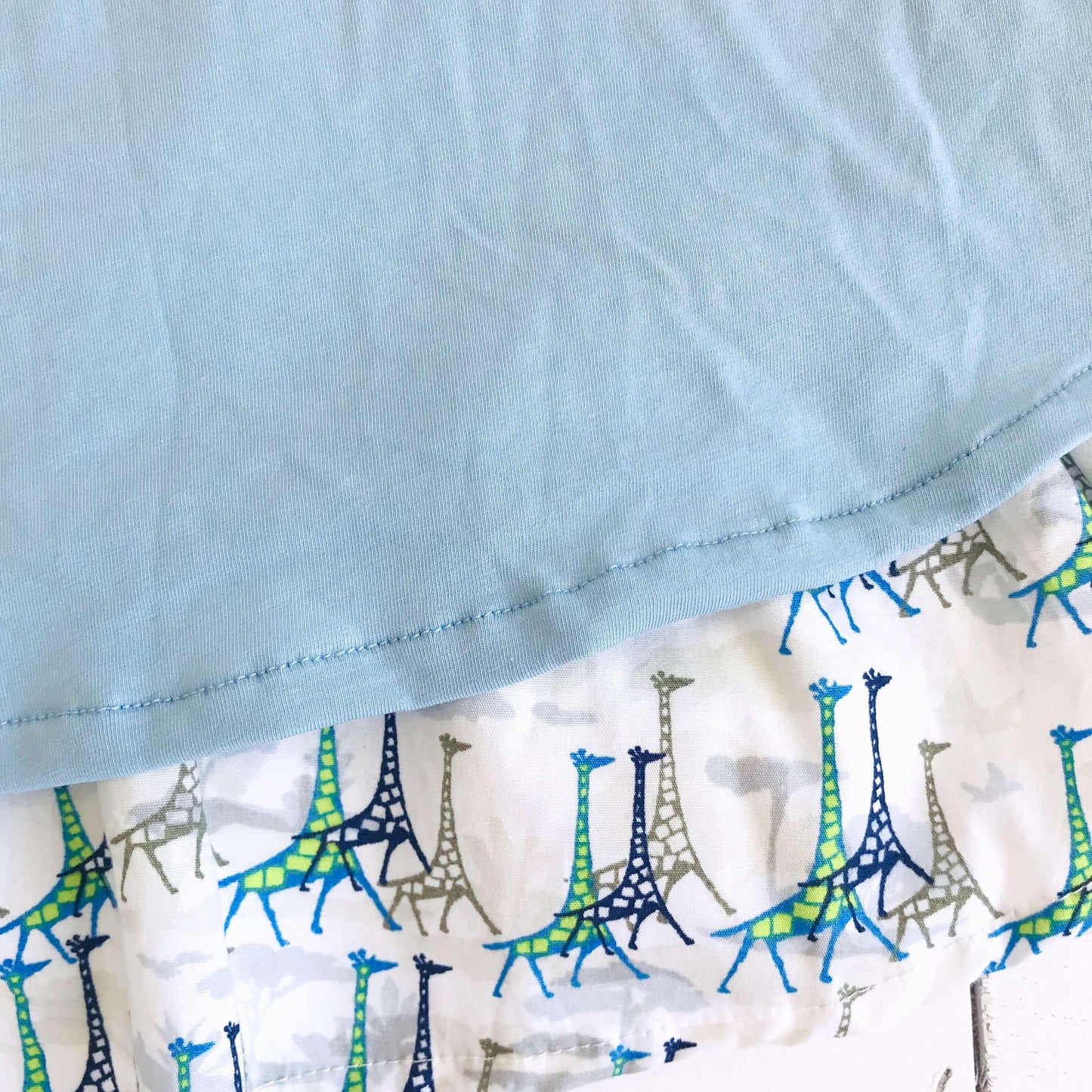 Blossom Dress in Light Blue Stretch and Blue Giraffe - Lil' Tati