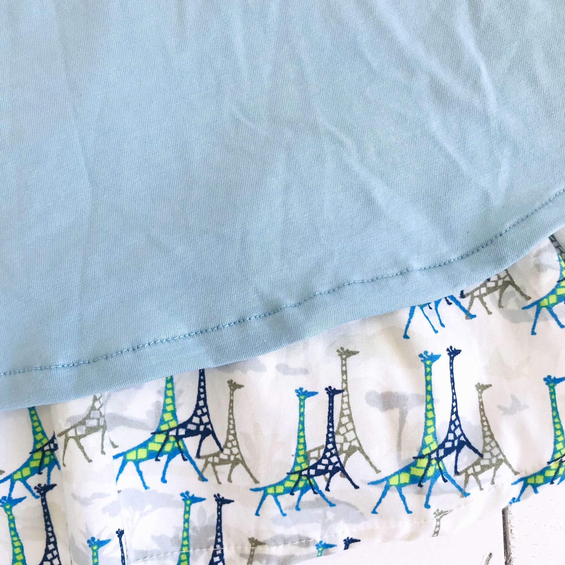 Blossom Dress in Light Blue Stretch and Blue Giraffe - Lil' Tati