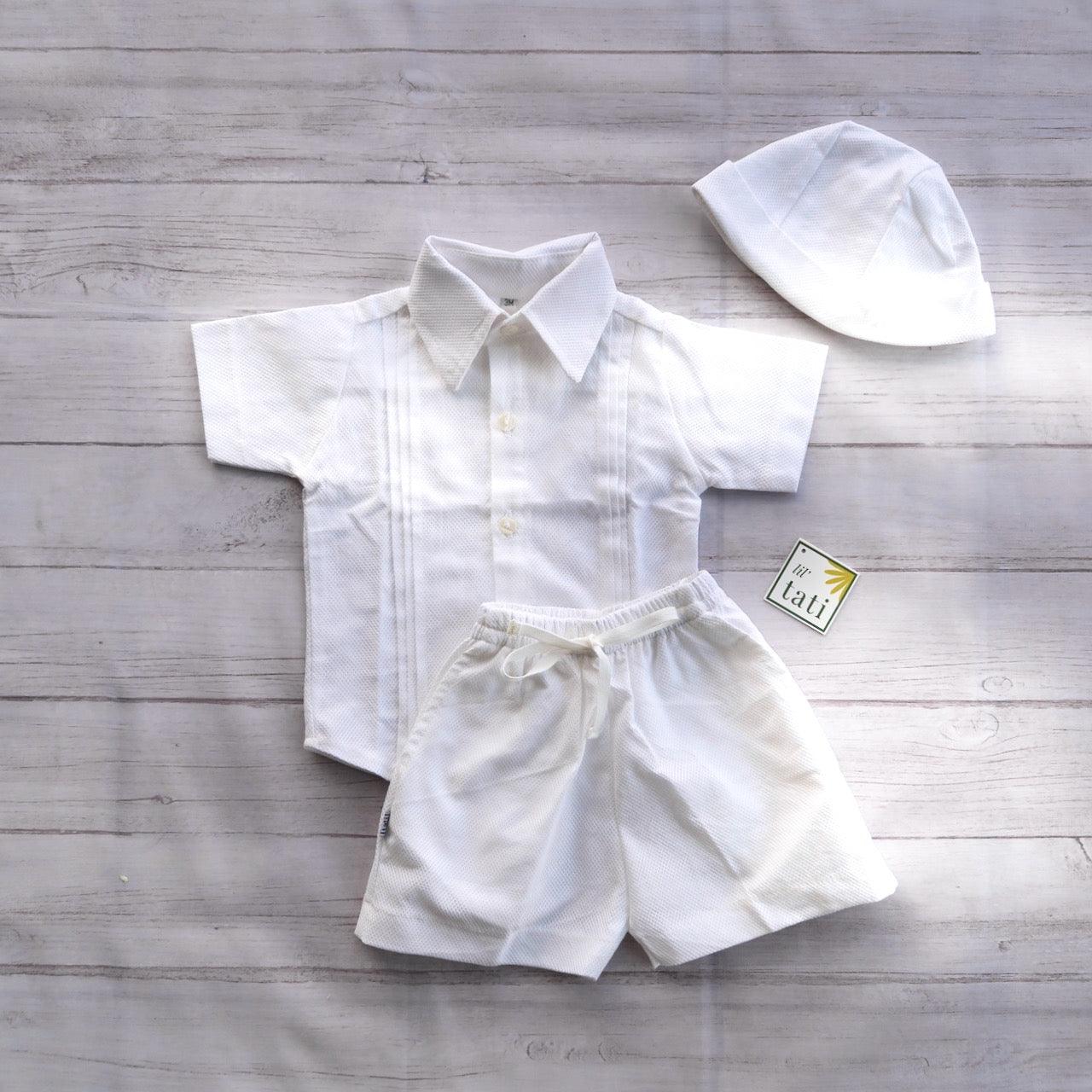 Boys Christening Set - White Mini Diamonds - Lil' Tati