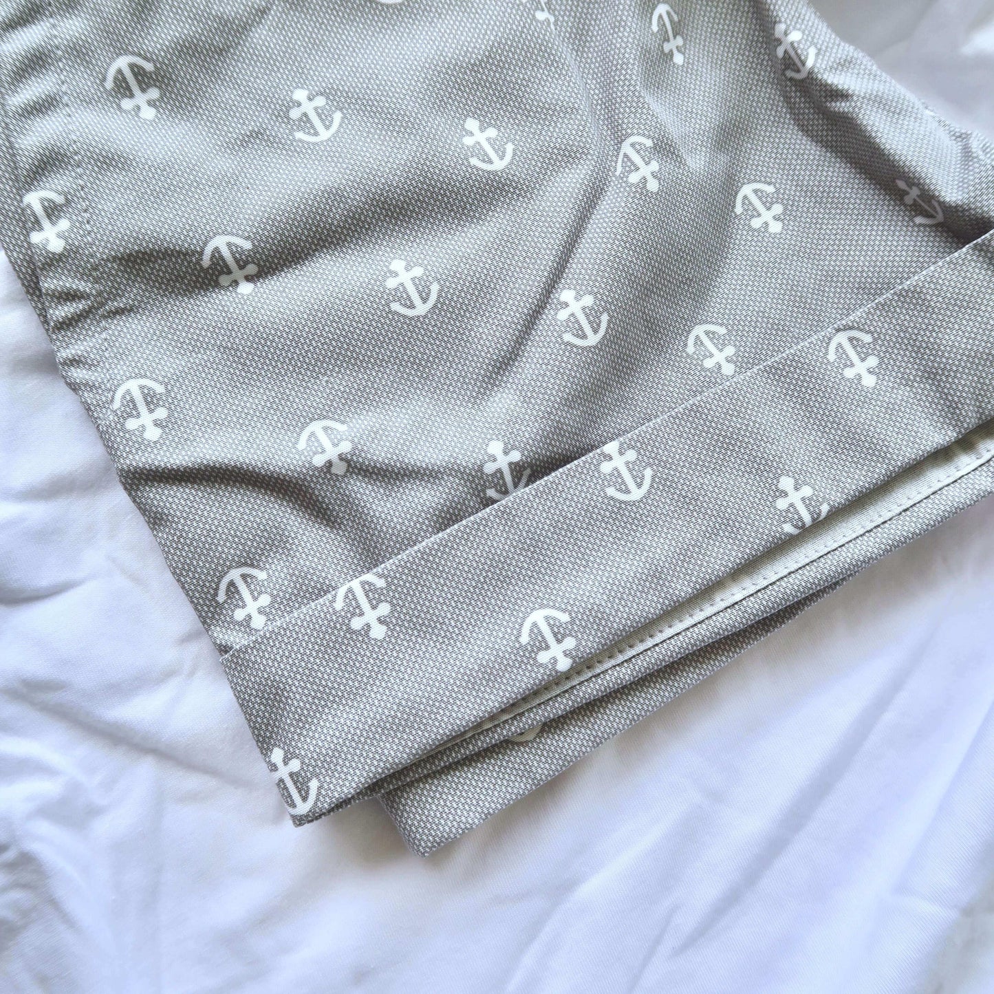 Caper Top & Shorts in Anchor Gray and White Stretch - Lil' Tati