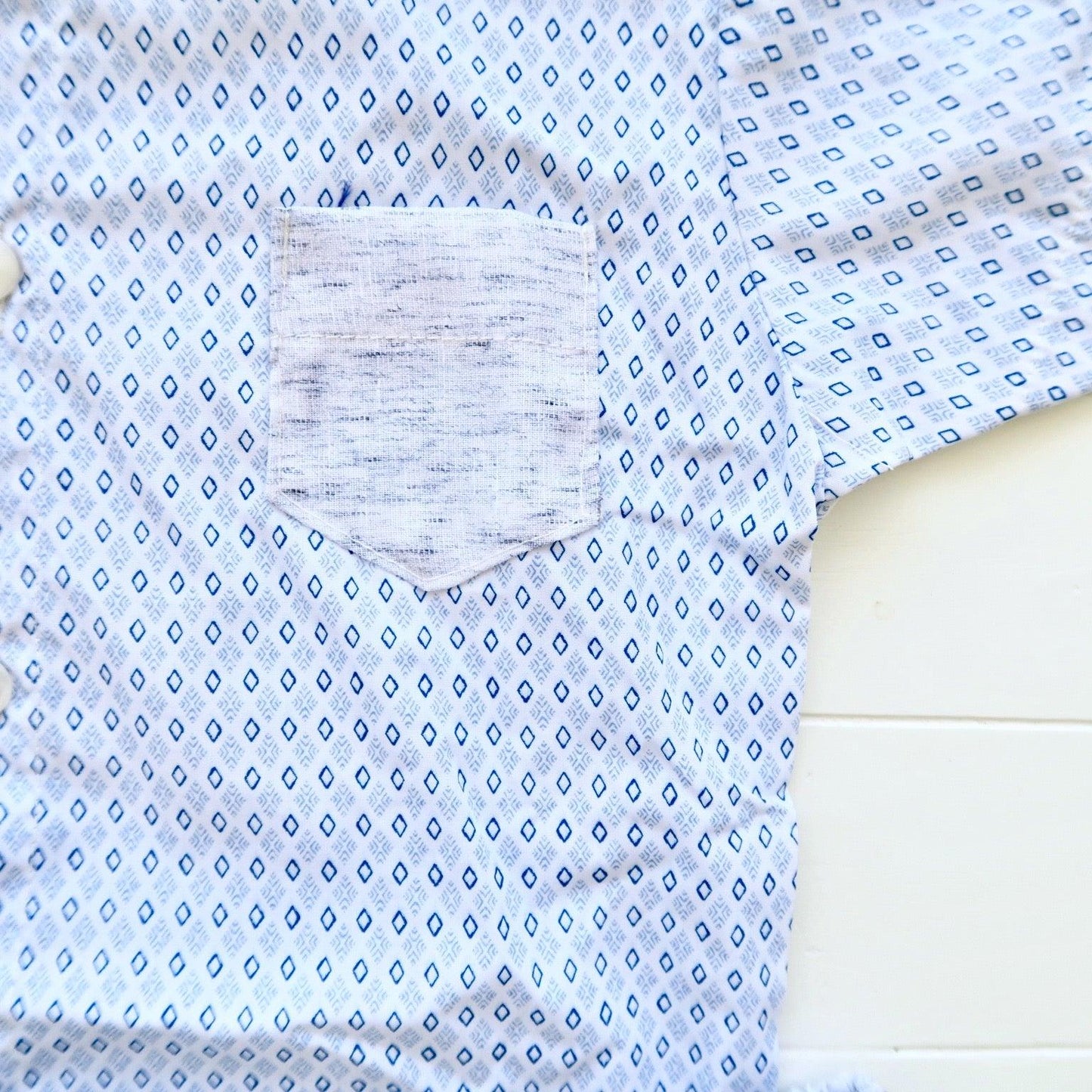 Cedar Top & Shorts in Blue Diamonds and Blue Kohibo - Lil' Tati