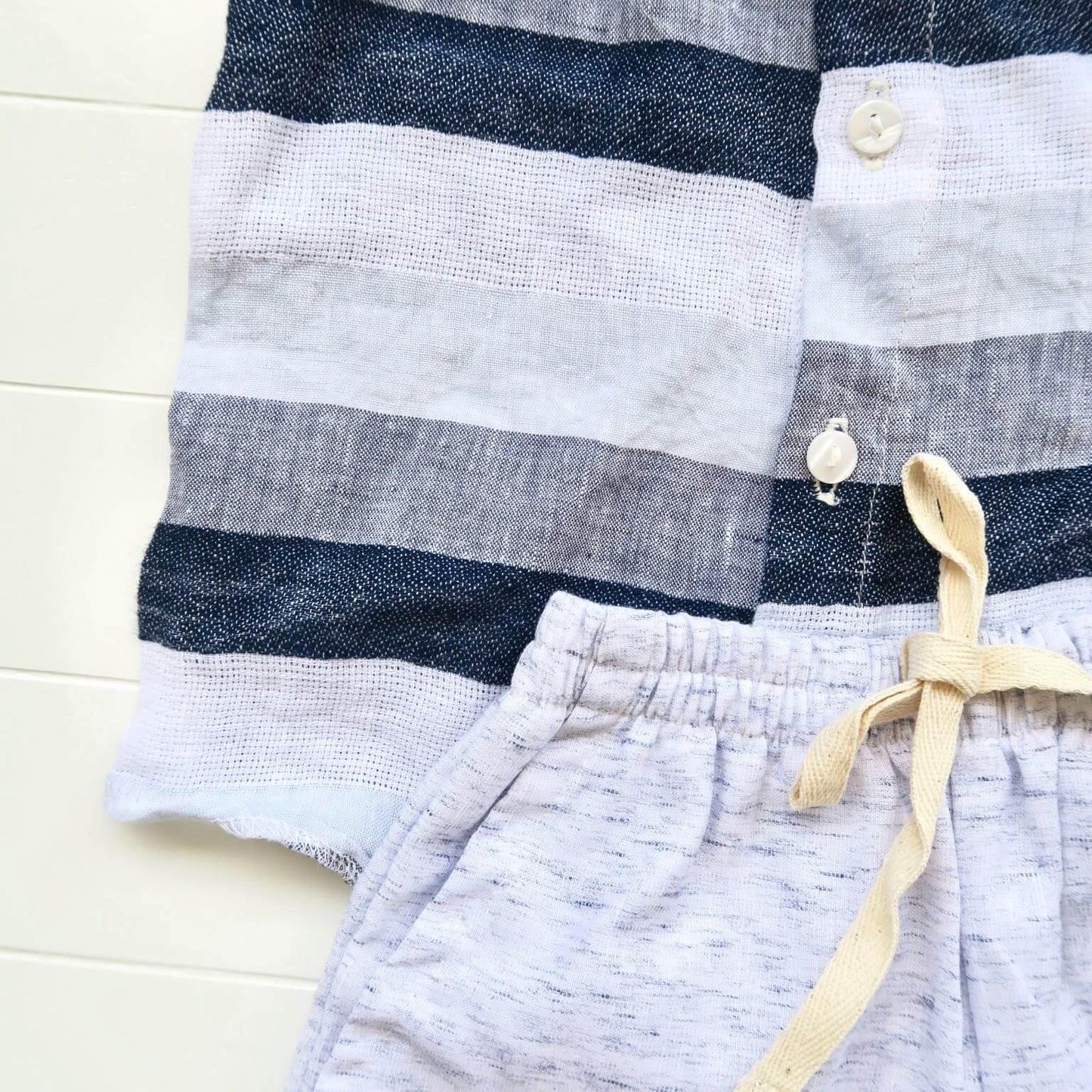 Cedar Top & Shorts in Bold Stripes Blue and Blue Kohibo - Lil' Tati