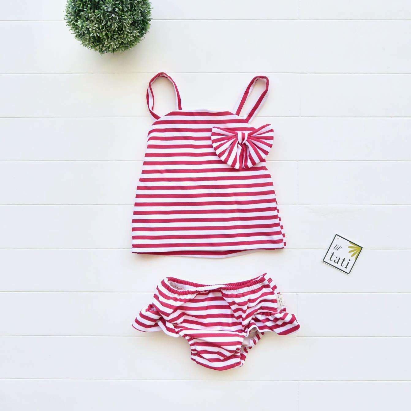Citrus Swimsuit in Red Stripes Print - Lil' Tati