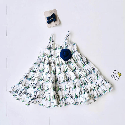 Dahlia Dress in Blue Giraffe Print - Lil' Tati