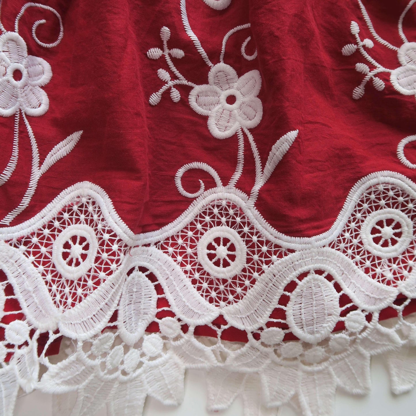 Dahlia Dress in Fancy Red Lace - Lil' Tati