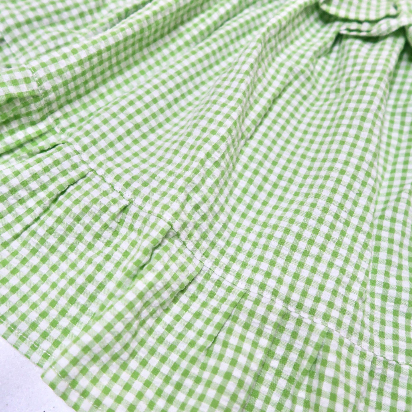 Dahlia Dress in Green Seersucker - Lil' Tati