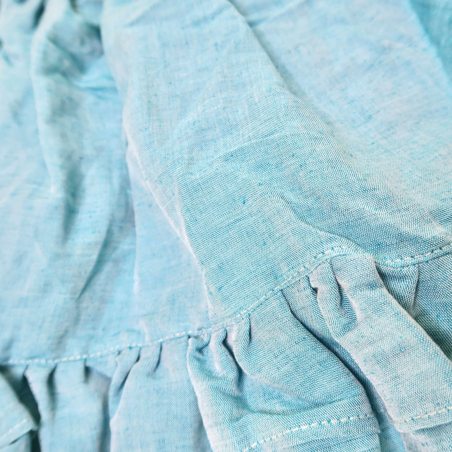 Dahlia Dress in Into the Garden and Teal Linen - Lil' Tati
