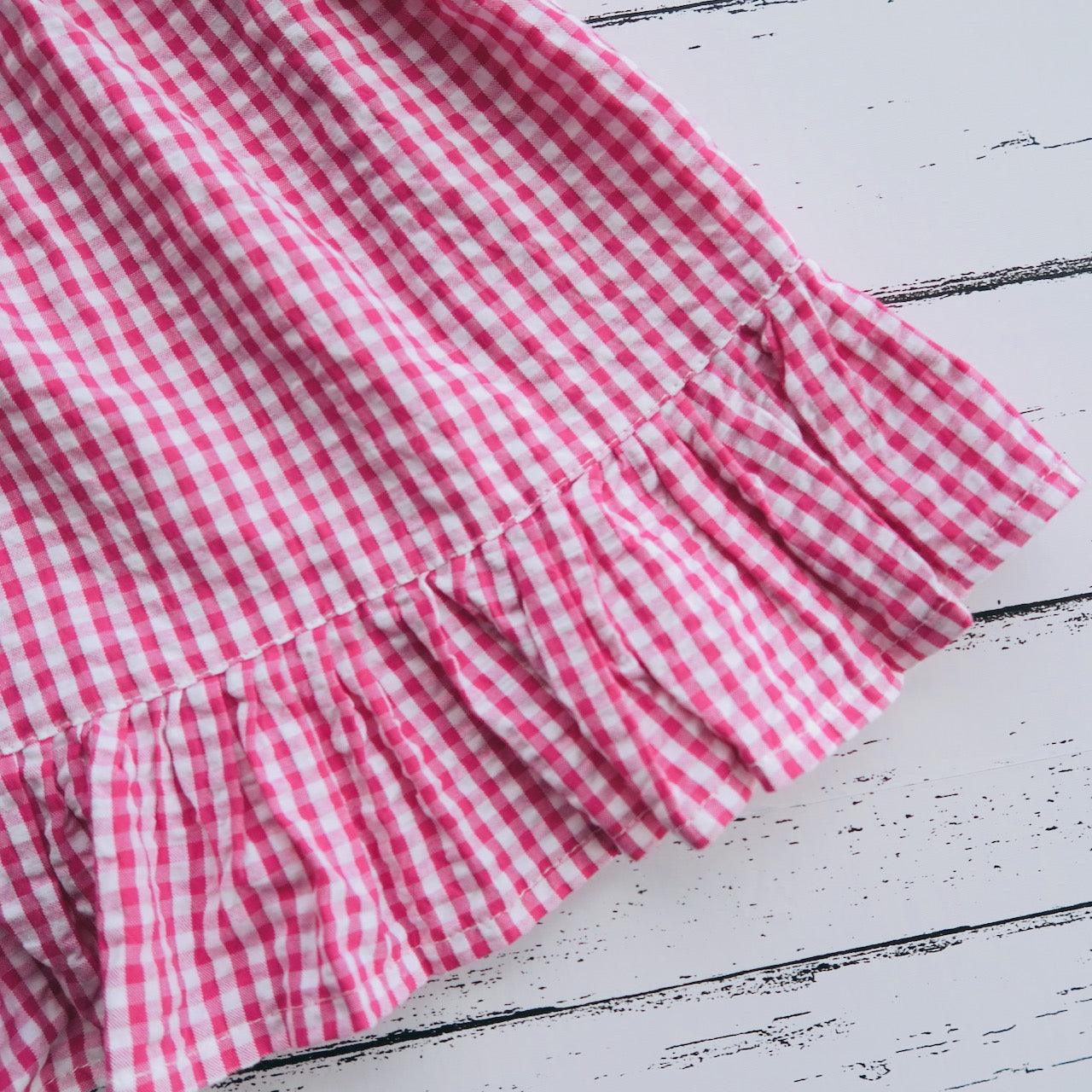 Dahlia Dress in Strawberry Seersucker - Lil' Tati