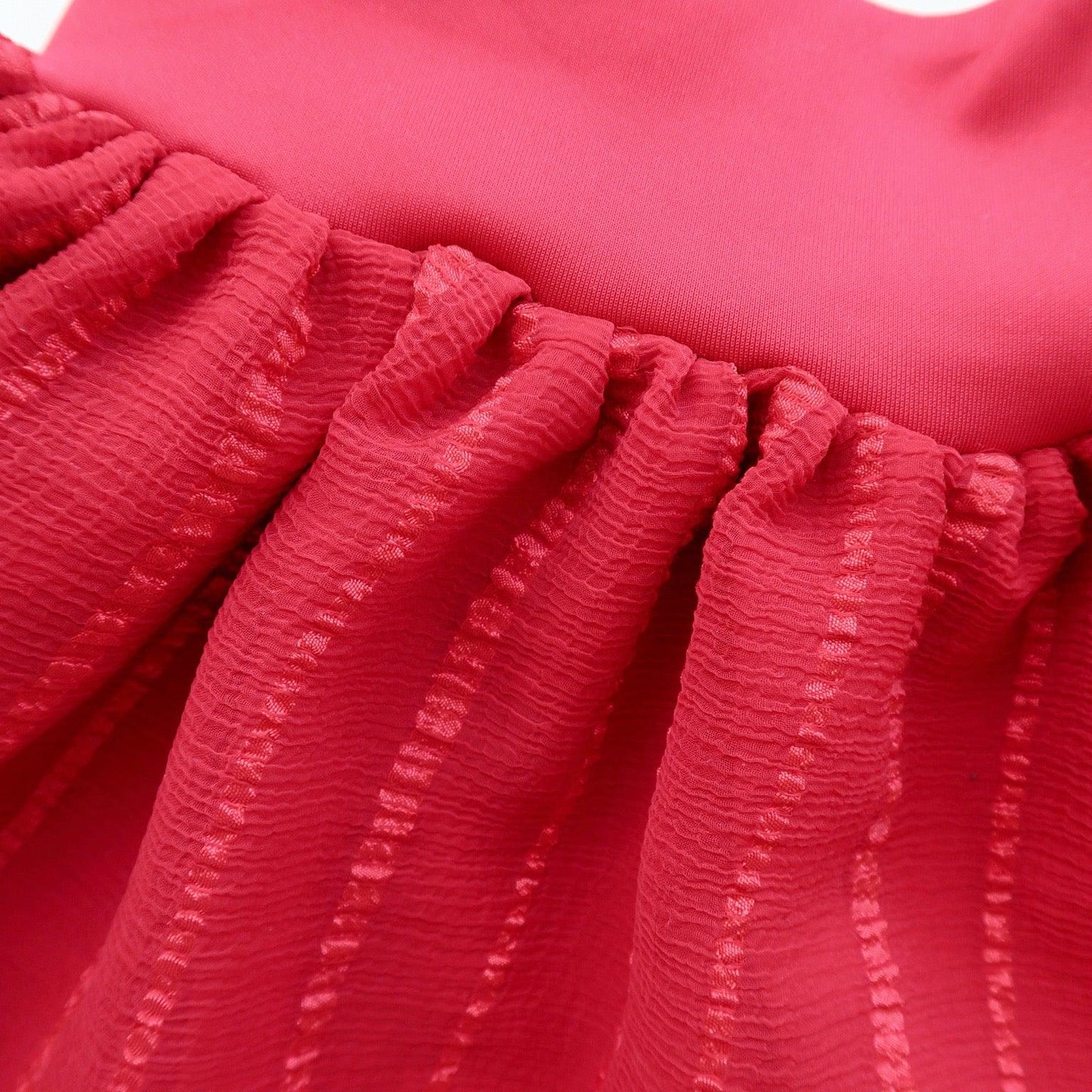 Dahlia Dress - Tie-Strap in Red Neoprene and Red Shear Stripes - Lil' Tati