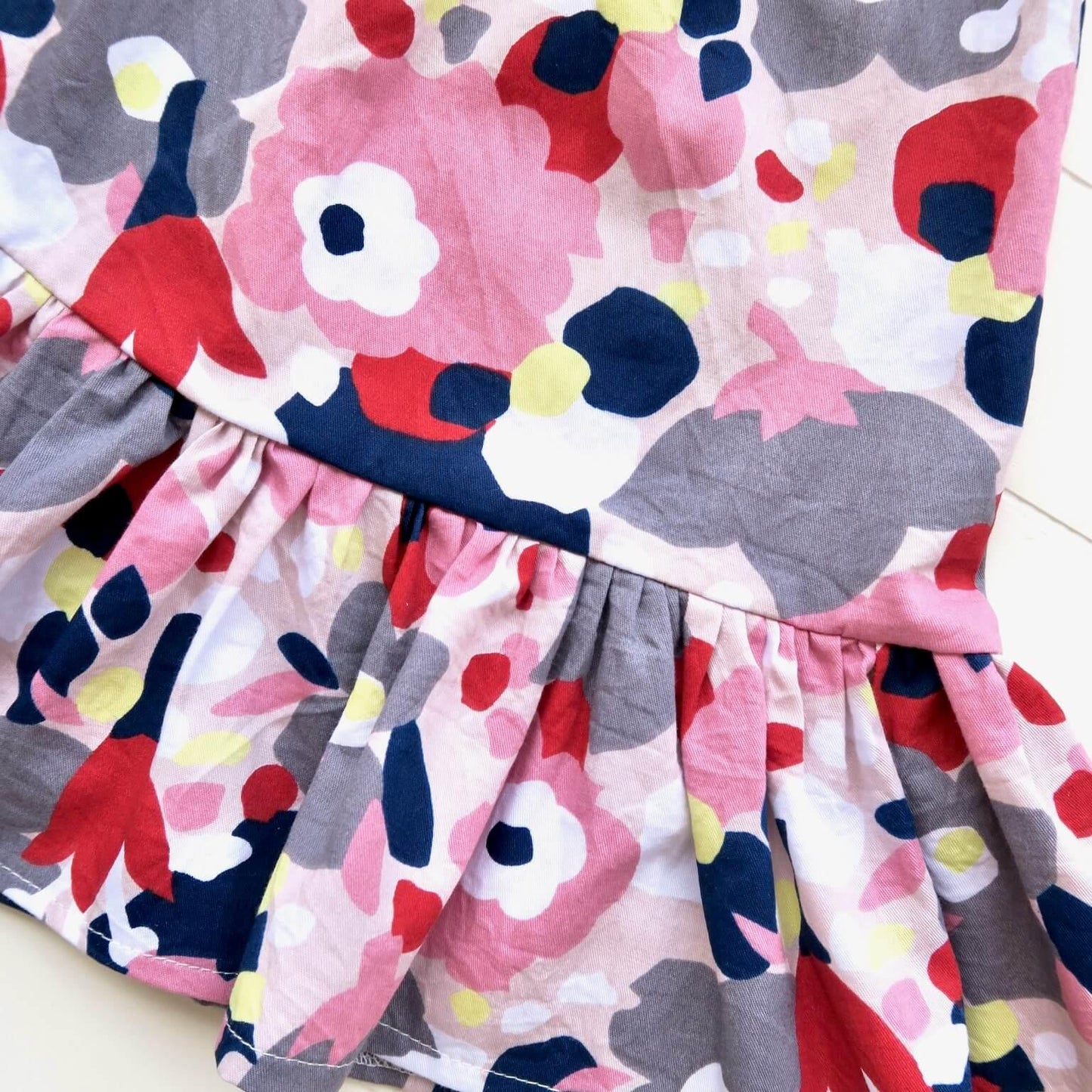Daphne Dress in Abstract Flowers Pink - Lil' Tati