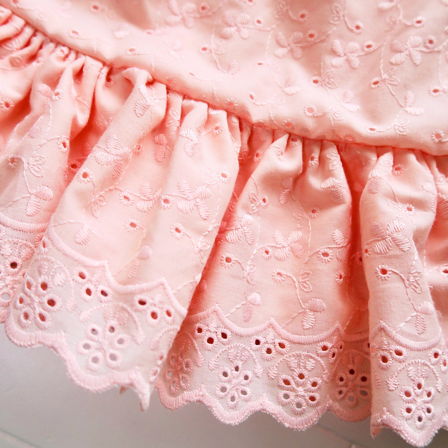 Daphne Dress in Peach Eyelet - Lil' Tati