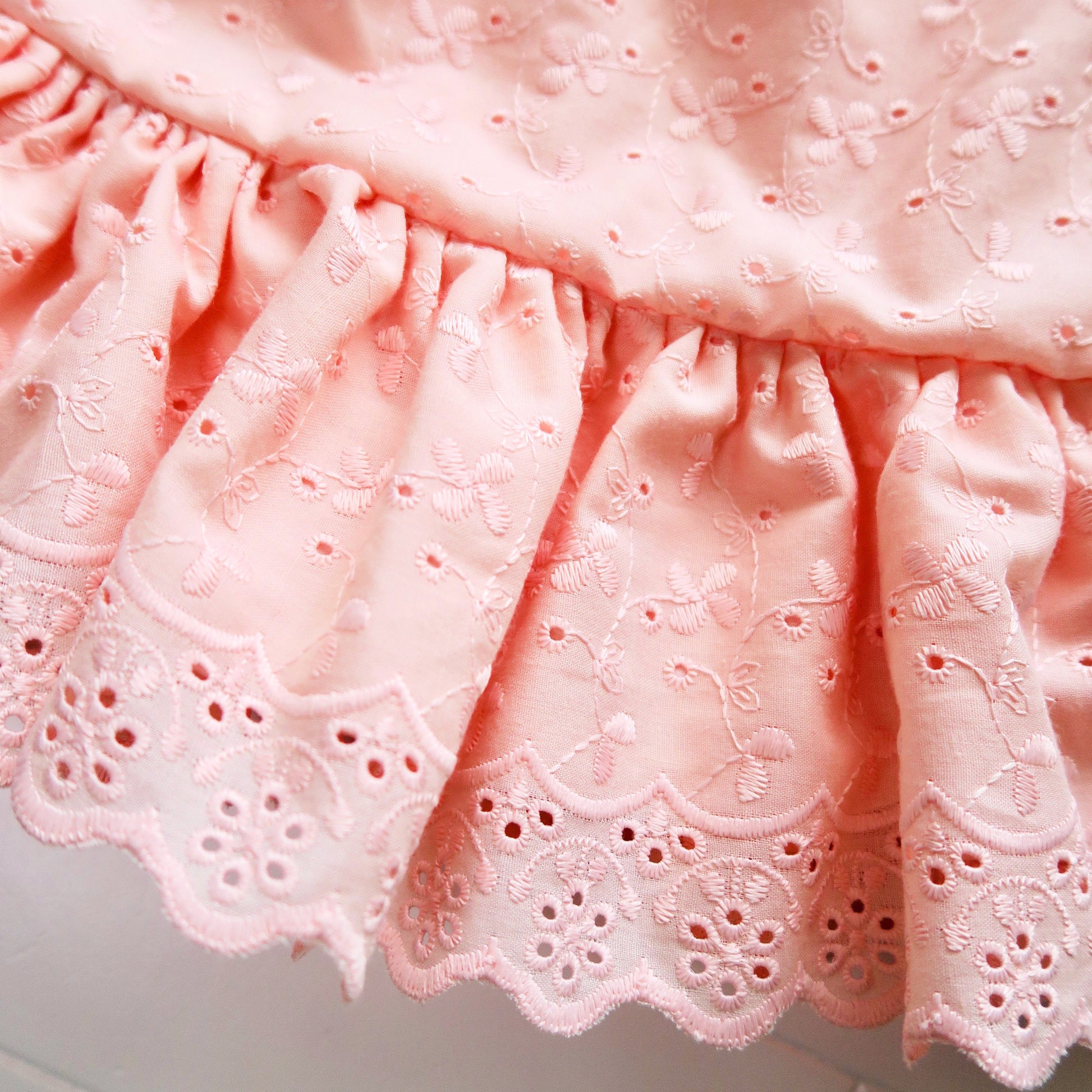 Daphne Dress in Peach Eyelet - Lil' Tati