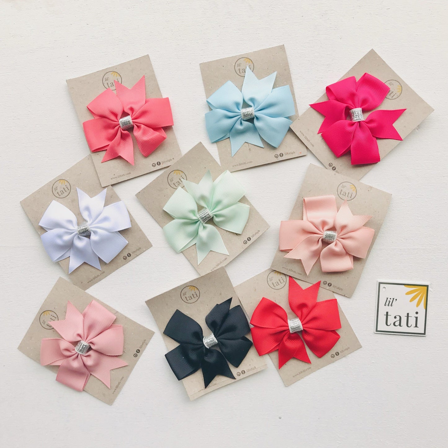 Silver Flower Bow Hair Clips - Lil' Tati