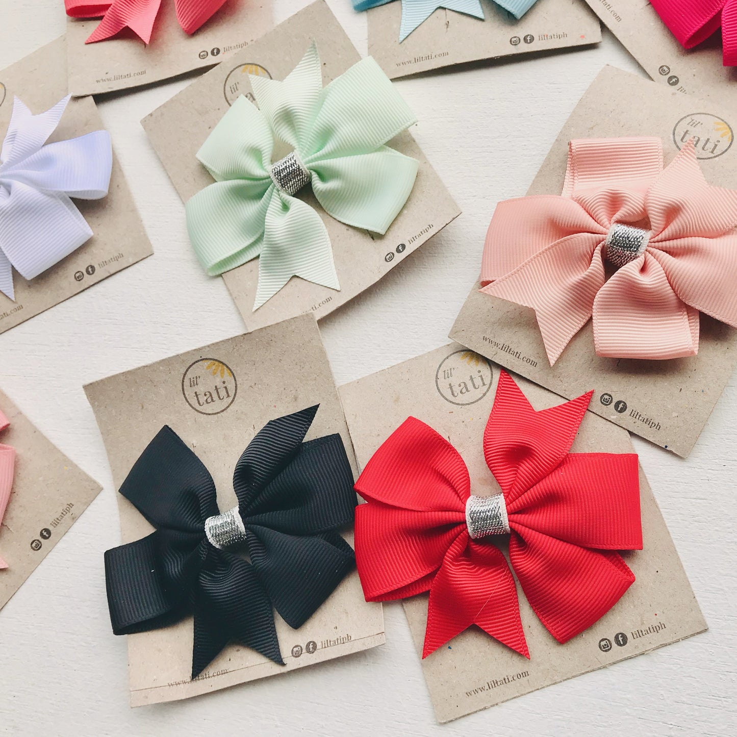 Silver Flower Bow Hair Clips - Lil' Tati