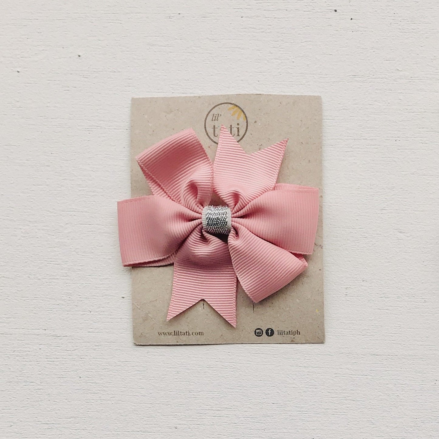Silver Flower Bow Hair Clips - Lil' Tati